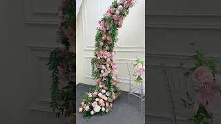 Pink Rose Wedding Backdrop Floral Arrangement Decor Horn Arch #floraldesign #diy #luxurywedding