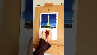 Eiffel Tower Painting / Himi Miya Gouache Painting #art #shorts