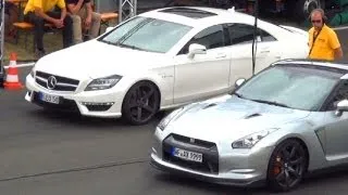 Mercedes CLS 63 AMG vs Nissan GTR R35 1/4 Mile Drag Race Viertelmeile Rennen Acceleration c218