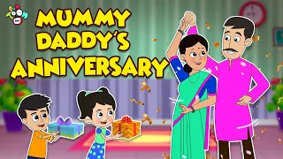 MOM DAD ANNIVERSARY | Gattu chinki and Mom Dad | English Cartoon | Moral Stories | PunToon Kids