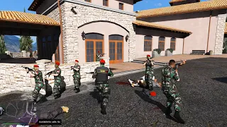 Pasukan TNI Serbu Rumah Bos Mafia Terbesar! GTA 5 Mod Polisi Indonesia