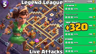 Th16 Legend League Attacks Strategy! +320 Mar Day 5 || Clash Of Clans