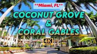 Coconut Grove & Coral Gables 4K 60fps Driving tour 12/21