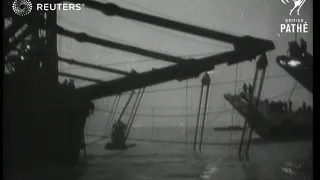 DEFENCE: Raising the submarine 'Truculent' (1950)