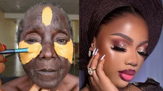 MUST WATCH 😳🔥VIRAL NIGERIAN BRIDAL MAKEUP AND GELE TRANSFORMATION💄MAKEUP TUTORIAL ✂️