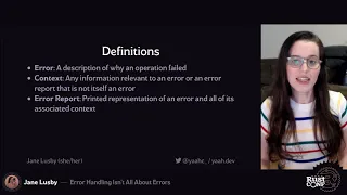 RustConf 2020 - Error handling Isn't All About Errors by Jane Lusby