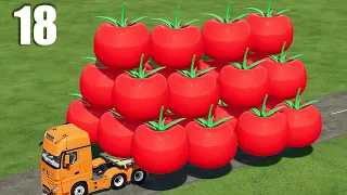 TRANSPORT OF COLORS ! GIANT TOMATOES LOADING ON LOW LOADER  ! Farming Simulator 22 #18