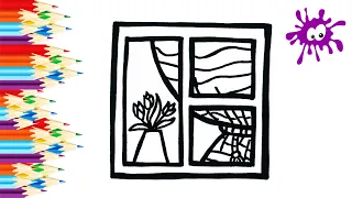 Как нарисовать окно со шторами / Мультик раскраска для детей / Раскрась Ка