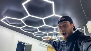 Installing My LED Hexagon Lights in my Home Wrap Shop.