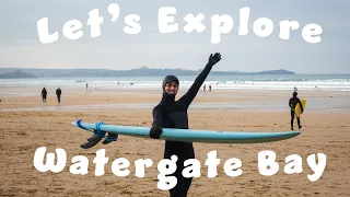 Surfing and exploring WATERGATE BAY! Beach Day Vlog!