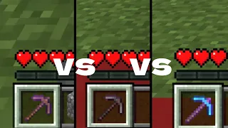 wooden pickaxe + efficiency 5 vs netherite pickaxe vs diamond pickaxe + efficiency 1