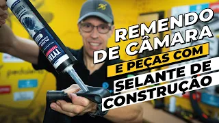 Selante PU de construção pra remendar câmera e peças da bike. Será que funcionou? Pedaleria