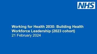 Working for Health 2030 Seminar 4