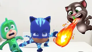 Catboy & Gekko PJ Masks Coffin Dance Astronomia Battle with My Talking Tom in Real Life