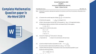 How to Create Maths Question paper in Microsoft word 2019 || Mathematics Question paper in Ms Word