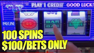 Wow! Over 100 Spins at $100 Bets: On High Limit Double Diamond Deluxe!!