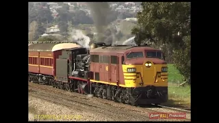 Australian diesel 4486 & steam locomotive  5367 - Cowra to Junee - May 1998