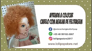 Como Colocar Cabelo em Boneca de pano com Agulha de feltragem