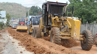 Full Processing Cat 140H Motor Grader Operating Technique Spreading Land & Cutting Coat Foundation