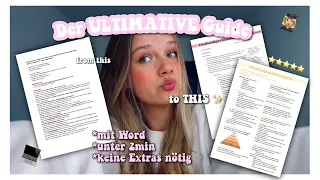 schöne & strukturierte Zusammenfassungen mit WORD- Lernzettel schreiben fürs Studium👩🏽‍🎓🤎