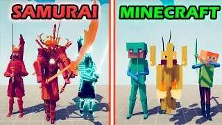 SAMURAI TEAM vs MINECRAFT TEAM - Totally Accurate Battle Simulator | TABS