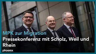 Ministerpräsidentenkonferenz: Pressekonferenz mit Scholz, Rhein und Weil