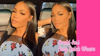 HOW TO: Middle Part Quick Weave | NO BRAIDS (BRAID-LESS) natural hair