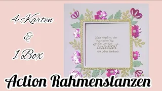 4 Kartenideen* Action Rahmenstanze Neu* Action Blumenrahmenstanze* Besondere Schachtel