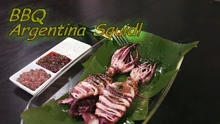 [Argentina Squid] - Barbecuing Argentina Squid and eating it with 3 Sauces. Honestly, It sucked.