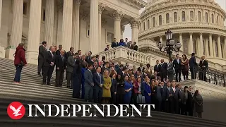 Watch again: Newly elected members of Congress gather for a class photo at Capitol Hill