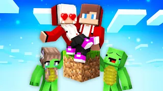 JJ and JJ GIRL vs Mikey and Mikey GIRL on ONE BLOCK in Minecraft! Maizen