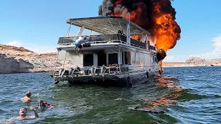 Houseboat With 25 People on Board Goes Up in Flames