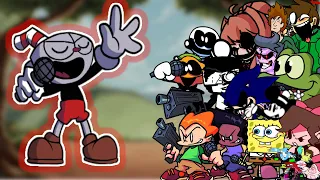 FNF Snake Eyes(Vs Cuphead Renew) But Different Characters Sing It🎵 Everyone (Indie Cross)