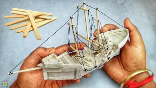 How To Make Popsicle Stick Ship | Popsicle boat DIY | popsicle stick crafts