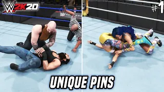 10 Unique Pin Animations (WWE 20) - part 1 - prawn hold,victory roll,etc