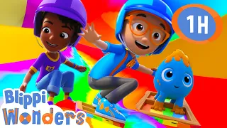 Meekah & Blippi's Rainbow Slide at the Playground | Educational Videos for Kids | Blippi Wonders