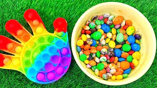 Oddly Satisfying Video | Candy Mixing with Rainbow Magic Pop It & Playdoh Balls Cutting ASMR