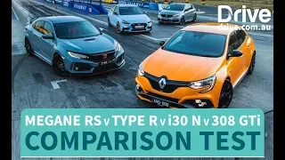 Hot hatch comparison: Renault Megane RS v Honda Civic Type R v Hyundai i30 N v Peugeot 308 GTi