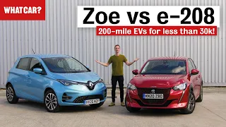 Renault Zoe vs Peugeot e-208 review – what's the best cheap EV? | What Car?