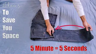 Ideas To Save Your Space | How To Fold Clothes To Save Space: Part 1 | Jeans Folding Tricks