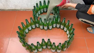 Creative Ways To Recycle Glass Bottles / Make Coffee Table And Chairs From Glass Bottles / Very Easy