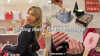 GETTING READY FOR CHRISTMAS: vlogmas 1 (room decor, target shopping, holiday aesthetic 2023)