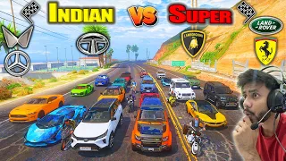 Powerful Indian Cars🔥Vs Supercars🔥And Bikes🔥Extreme Highway Drag Race GTA 5