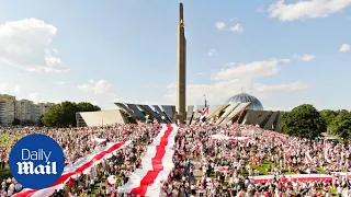 Belarus protest: Drone footage shows huge gathering in Minsk over election result