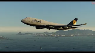 [P3D v5 - IVAO] - Boeing 747-430 - Sunset departure at Rio de Janeiro, Galeão Airport 🇧🇷