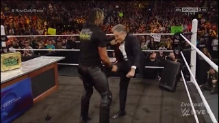 Jon Stewart kick the testicles of Seth Rollins; Raw, March 2, 2015