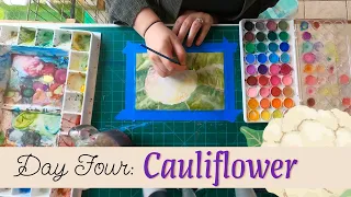 How I Paint Something WHITE! | Veggie Month Day Four: Cauliflower #timelapseart #watercolor