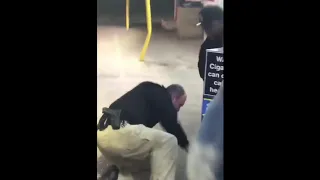 man fights the police and runs