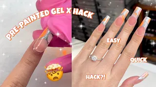 PRE-PAINTED GEL X FRENCH TIP NAIL HACK | THIS GEL X NAIL HACK IS A GAME CHANGER | EASY NAILS AT HOME