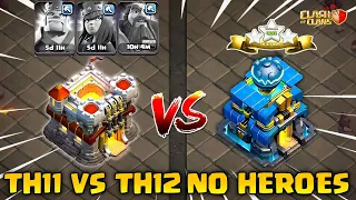 No Heroes at Th11 VS Th12 | without Heroes Attack Strategy (Clash of Clans)